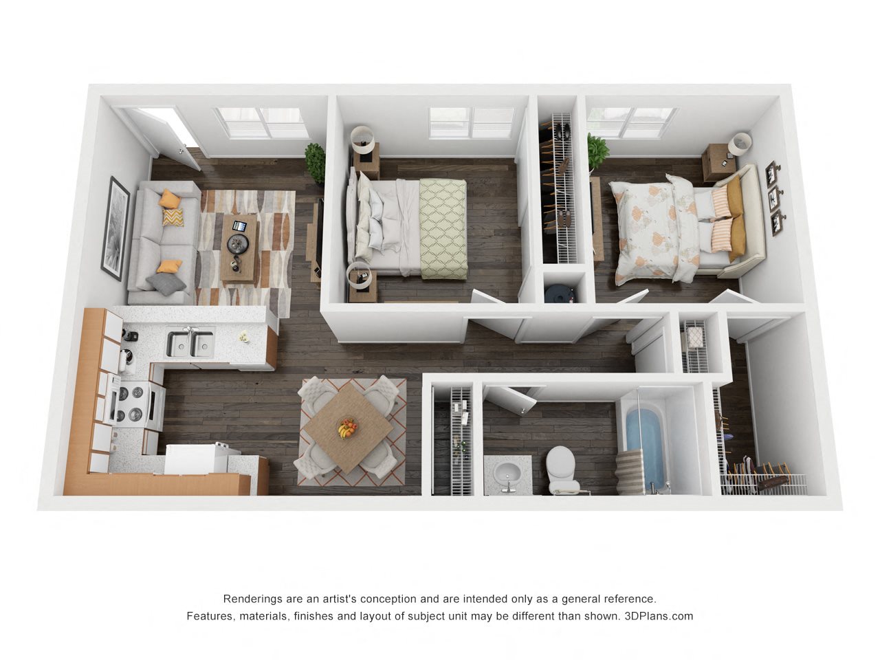2 bedroom 610 square feet